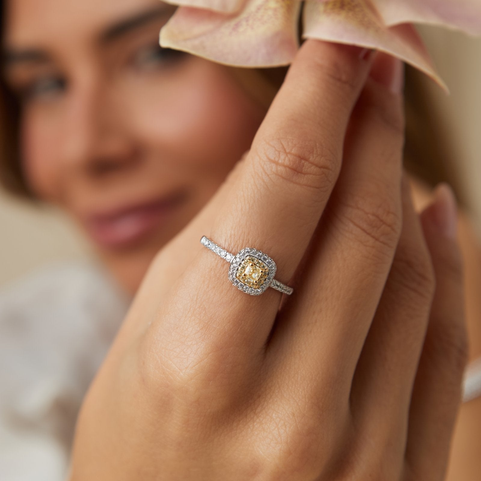 Sterling silver square citrine ring