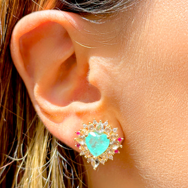 Heart tourmaline earrings