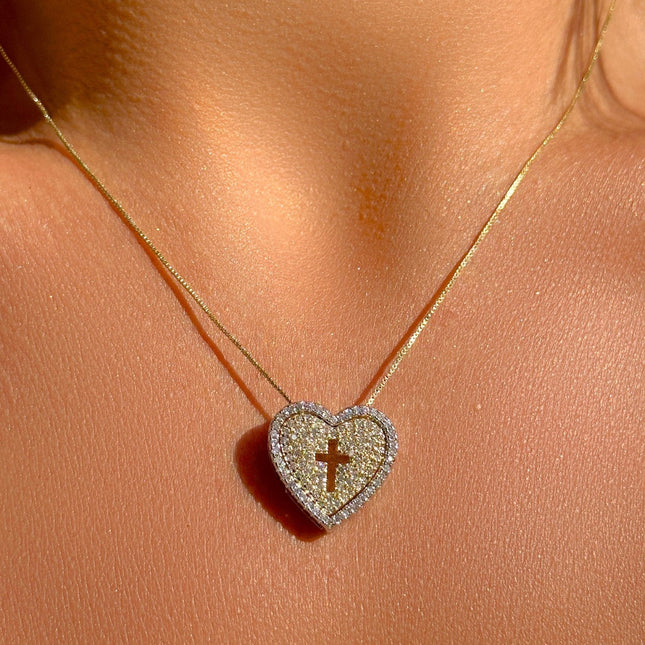 Heart duo colour zirconia necklace