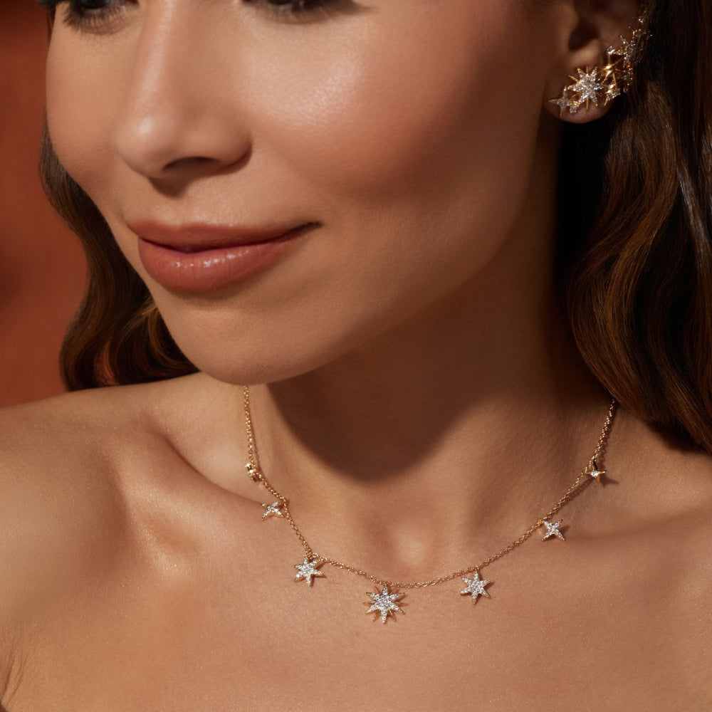 Gold Celestial Star Charm Necklace