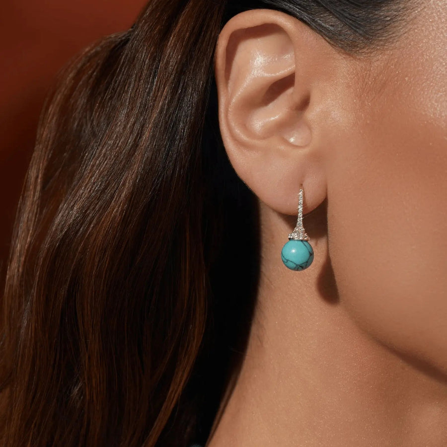 Turquoise Bead Drop Earrings