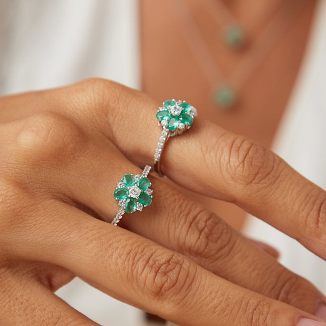 Tourmaline flower ring