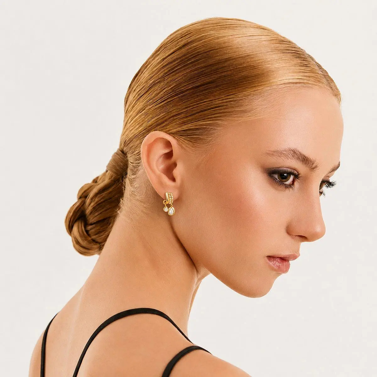 Gold Crystal Hoop Earrings