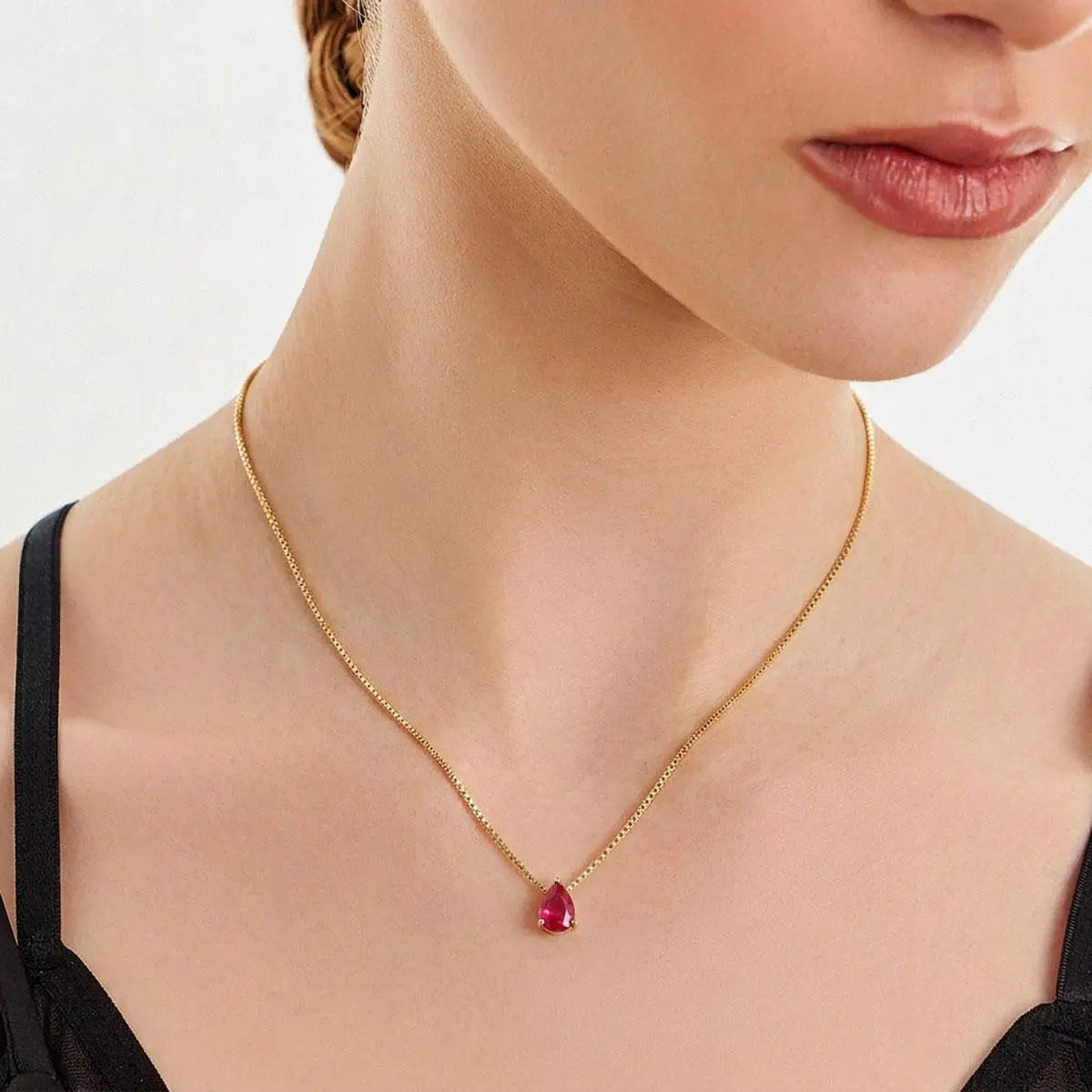 July Birthstone Ruby Crystal Necklace